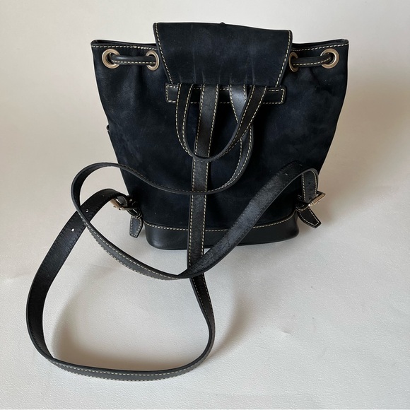 Dooney & Bourke Vintage Backpack Purse Black Suede Leather - Picture 6 of 14